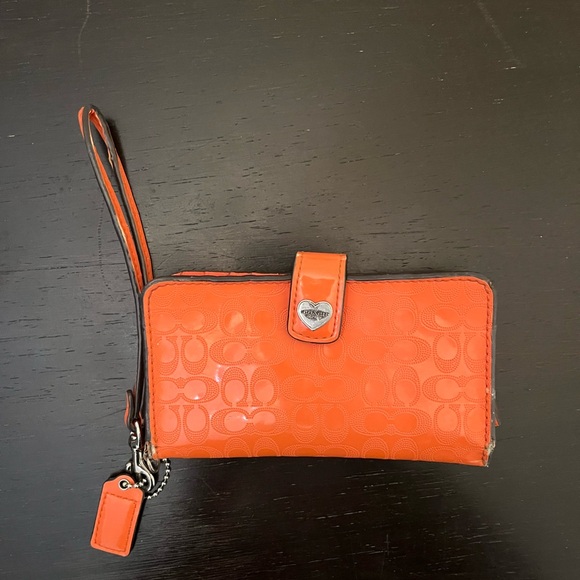 Coach Handbags - Coach Vibrant Orange Wristlet